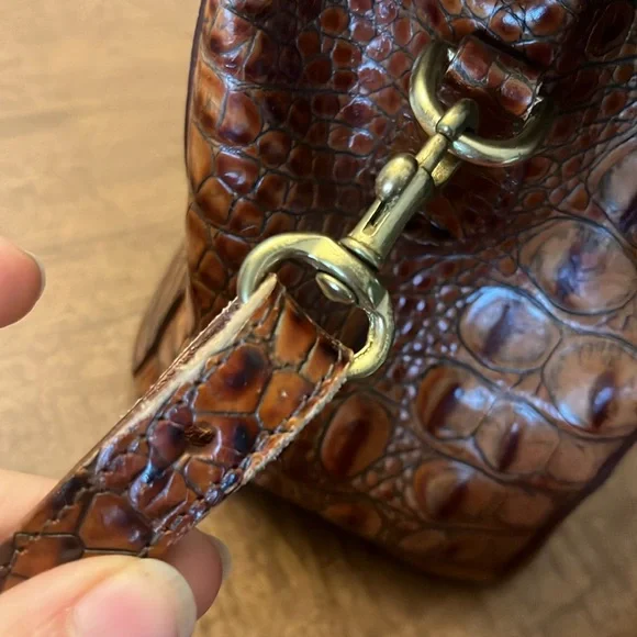 Vintage Brahmin crocodile embossed leather handbag shoulder bag small satchel - Picture 8 of 16